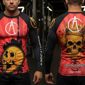Gold Skull Mens long sleeve rash guard